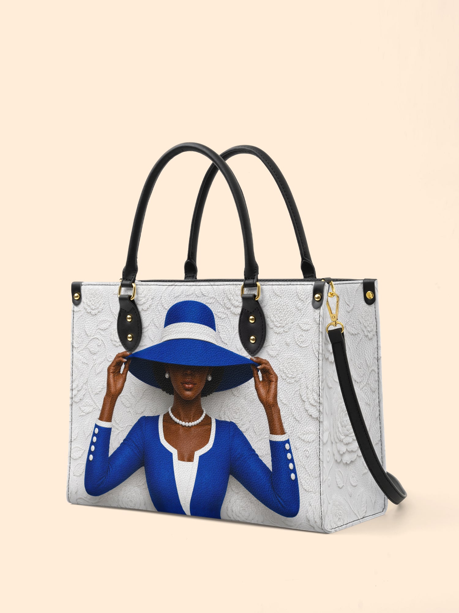 Blue Crowned Premium Leather Handbag QR0TV282