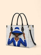 Blue Crowned Premium Leather Handbag QR0TV282