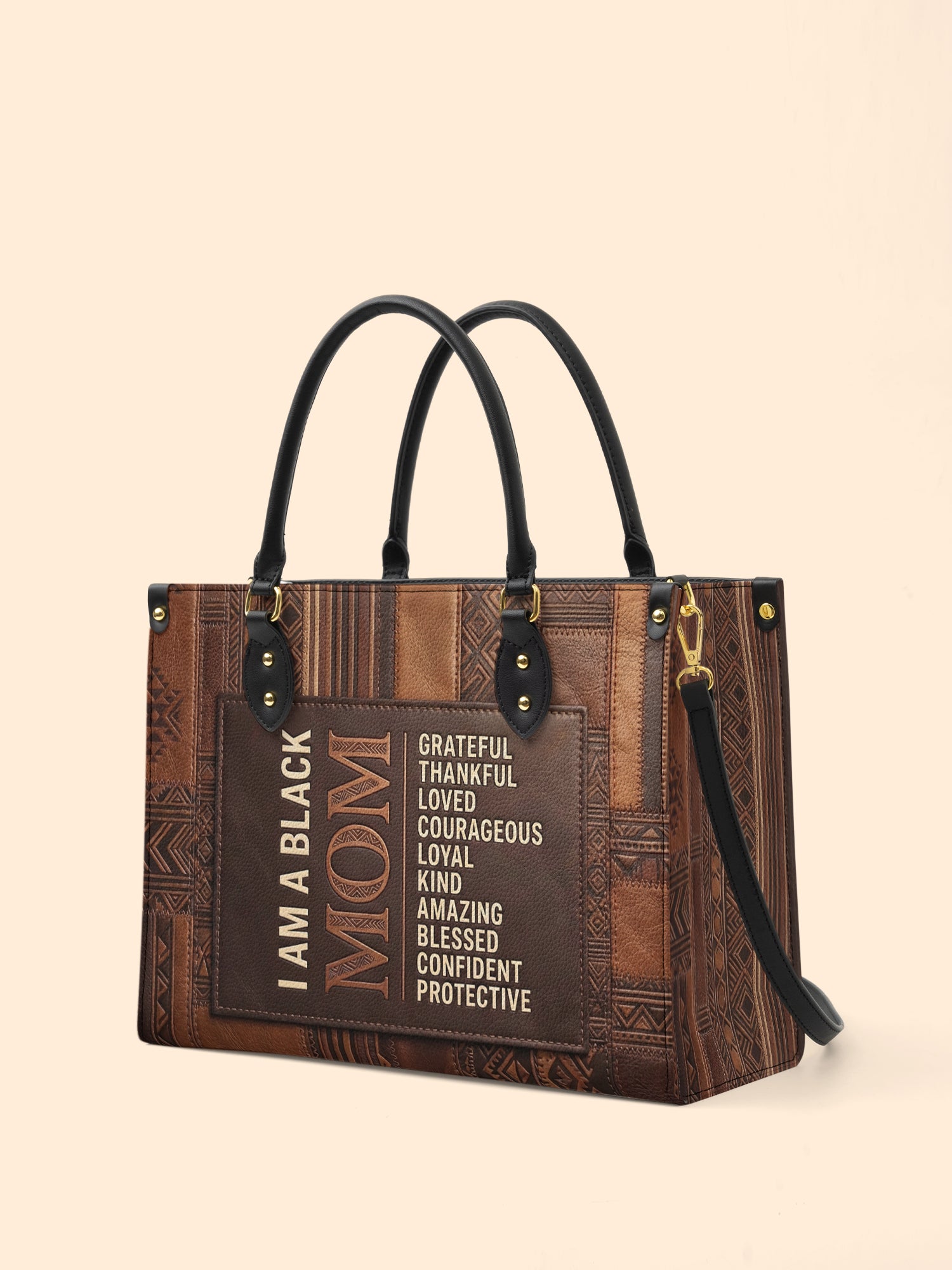 Black Mom Essence Premium Leather Handbag QR0TV272