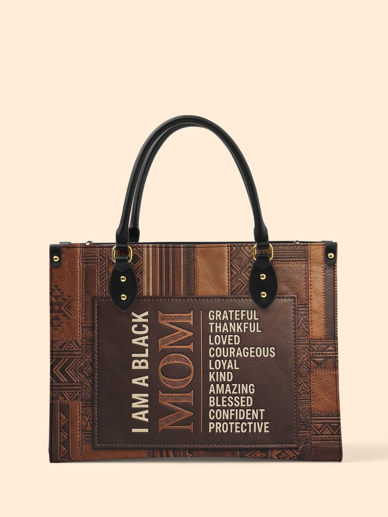 Black Mom Essence Premium Leather Handbag QR0TV272