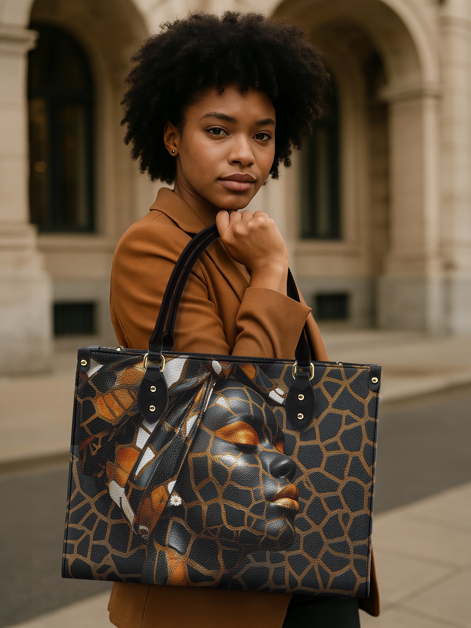 Giraffe Grace Premium Leather Handbag QR0HH097