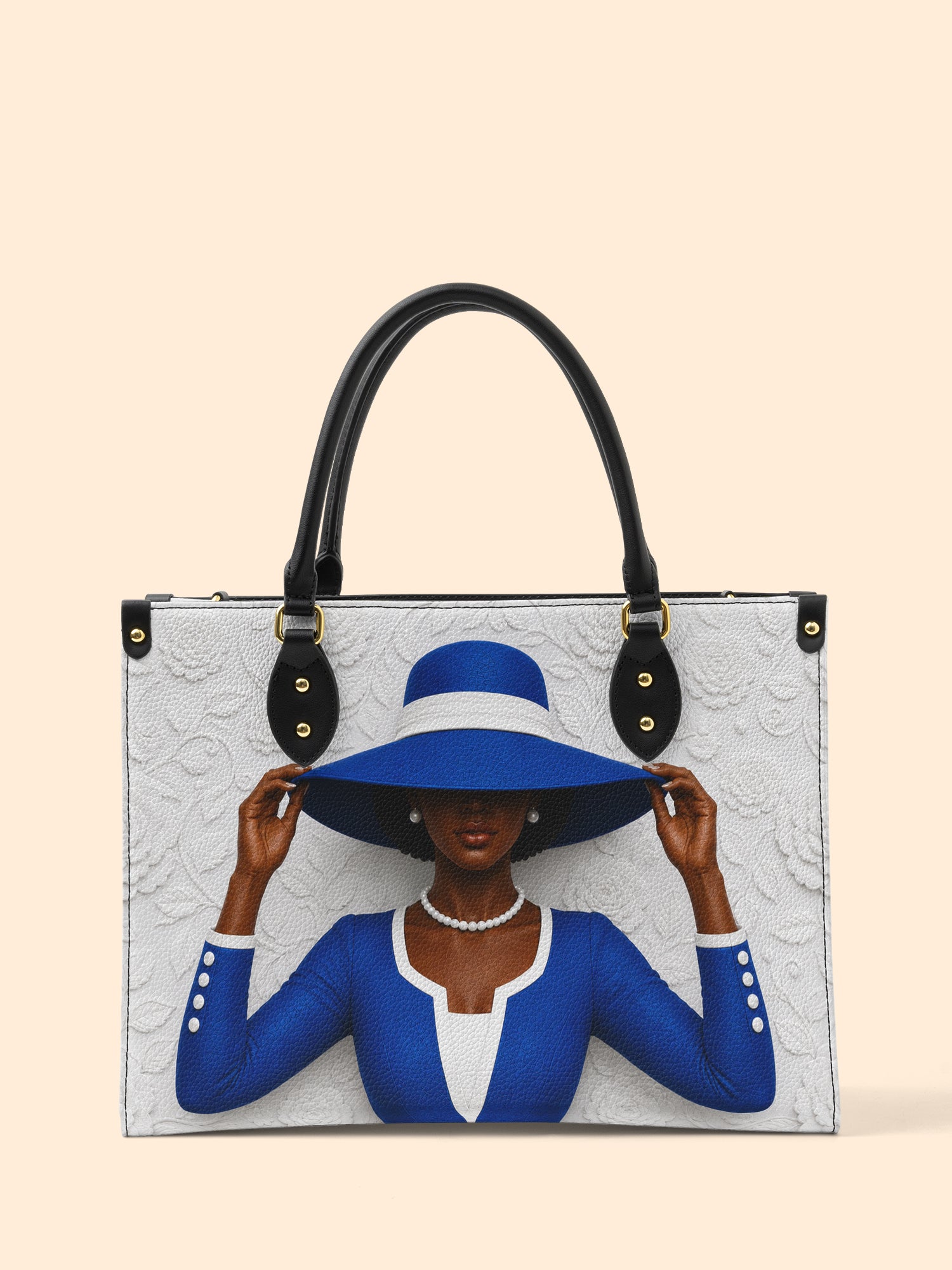 Blue Crowned Premium Leather Handbag QR0TV282