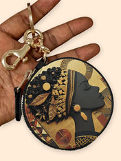Bold African Circular Coin Pouch Bag Charm QR0XD810