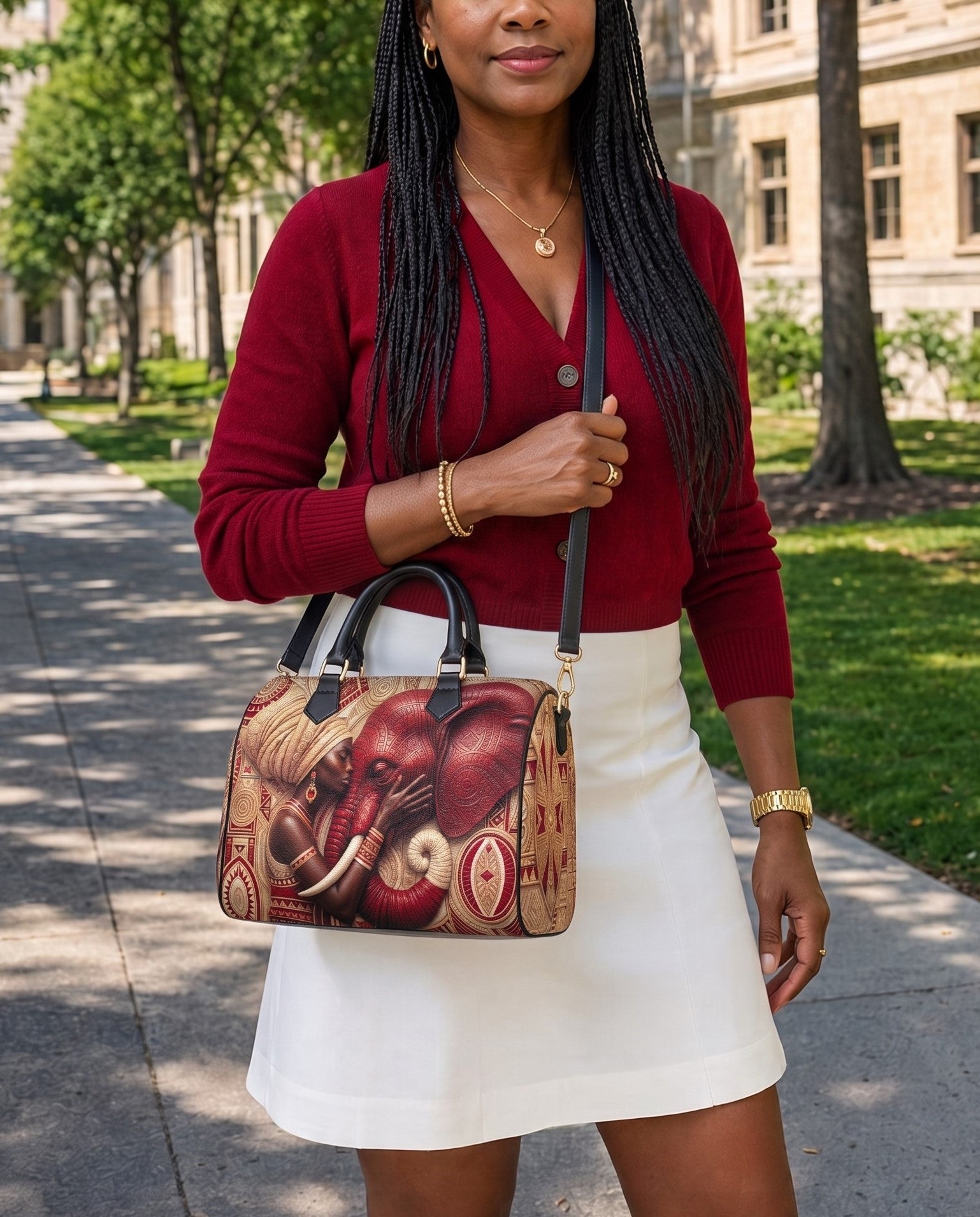Walk in Strength Leather Boston Bag QR0XD300