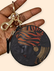 Adinkra Essence Circular Coin Pouch Bag Charm QR0XD456