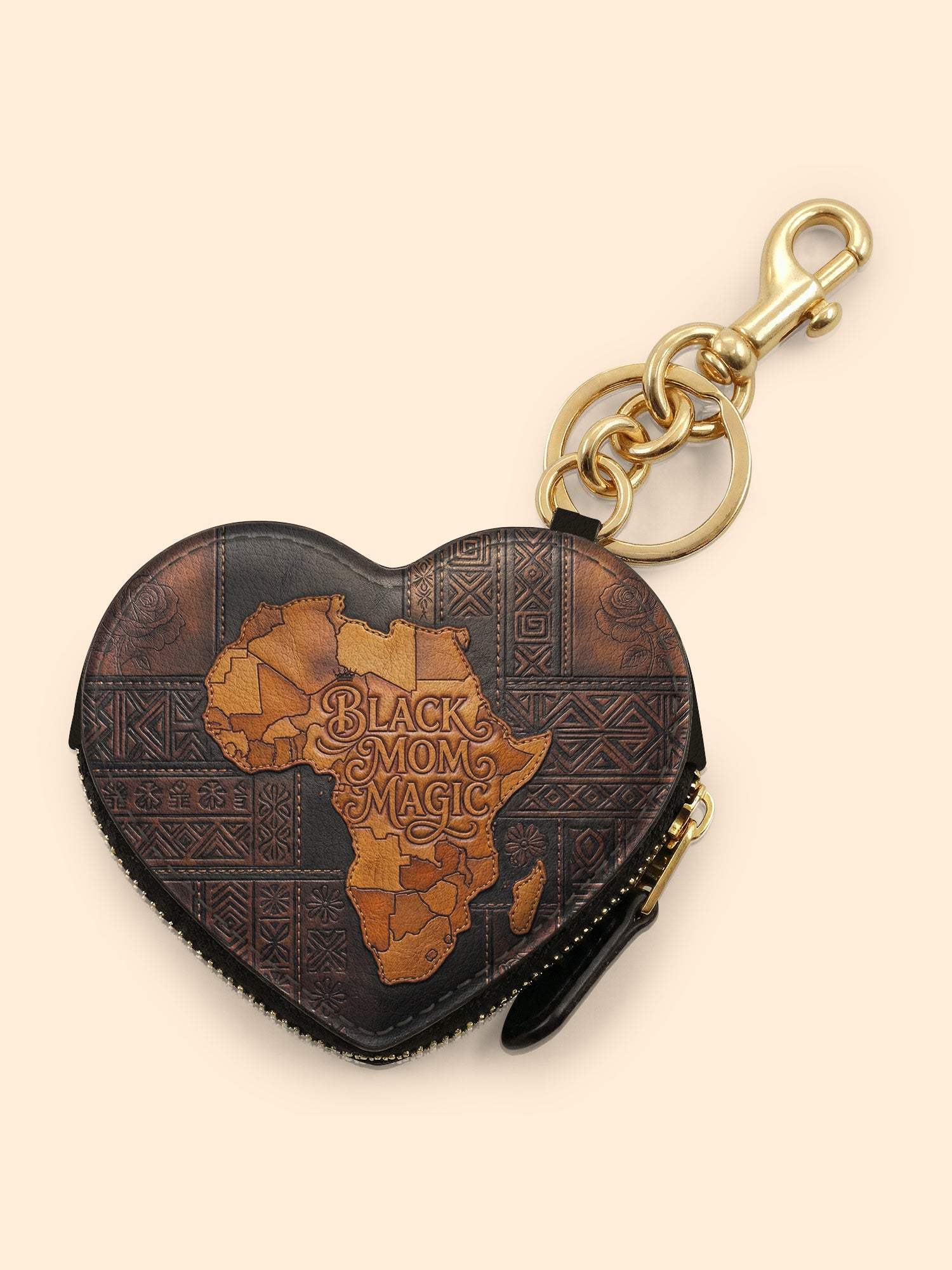 Black Mom Magic Heart Coin Pouch Bag Charm QR0XD1047