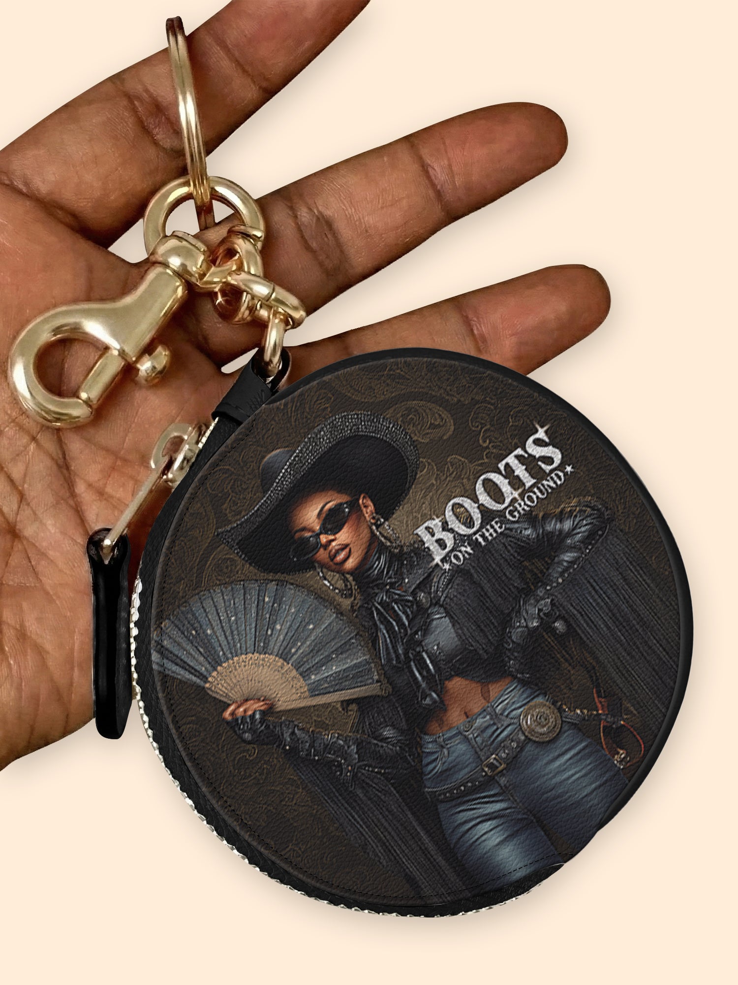 Color Strong Circular Coin Pouch Bag Charm QR0XD228