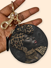 African Grace Circular Coin Pouch Bag Charm QR0XD454