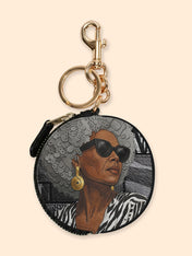 Midnight Zebra Circular Coin Pouch Bag Charm QR0TV259