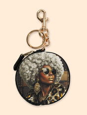 Bronze Leopard Circular Coin Pouch Bag Charm QR0TV260