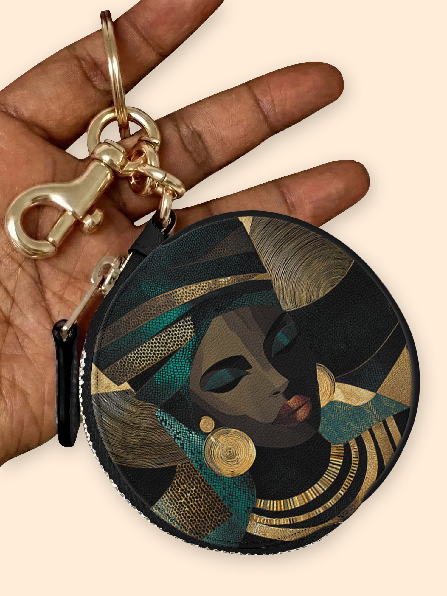 Emerald Realm Circular Coin Pouch Bag Charm QR0XD844