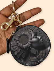 Black Orbit Circular Coin Pouch Bag Charm QR0XD243