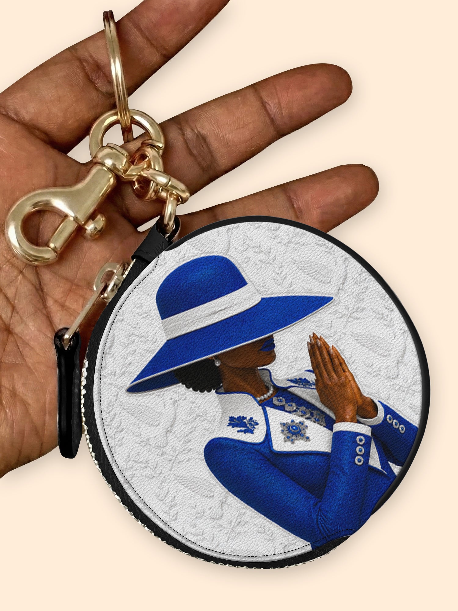 Faithful Elegance Circular Coin Pouch Bag Charm QR0TV283
