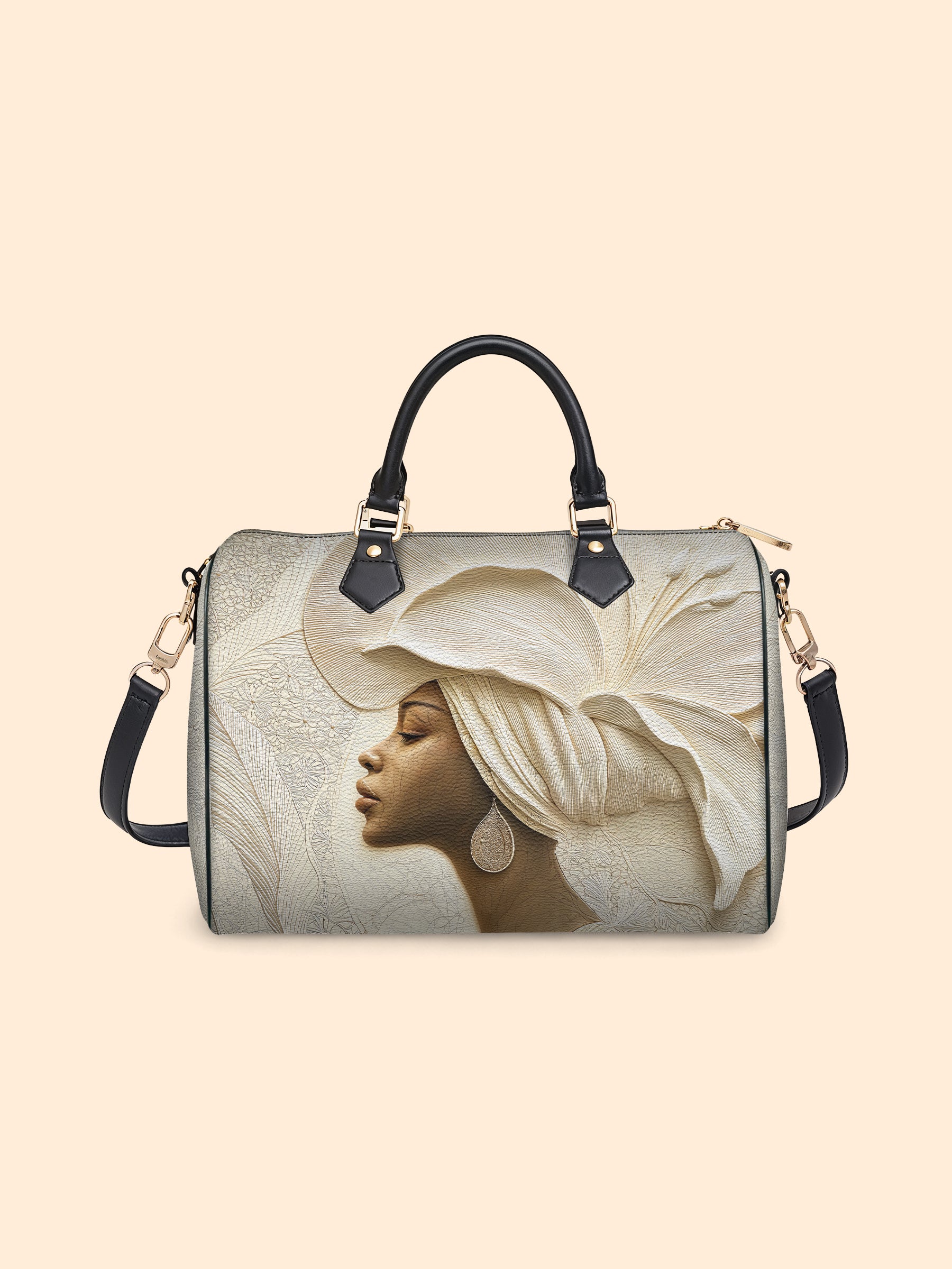 Ivory Blossom Leather Boston Bag QR0TV067