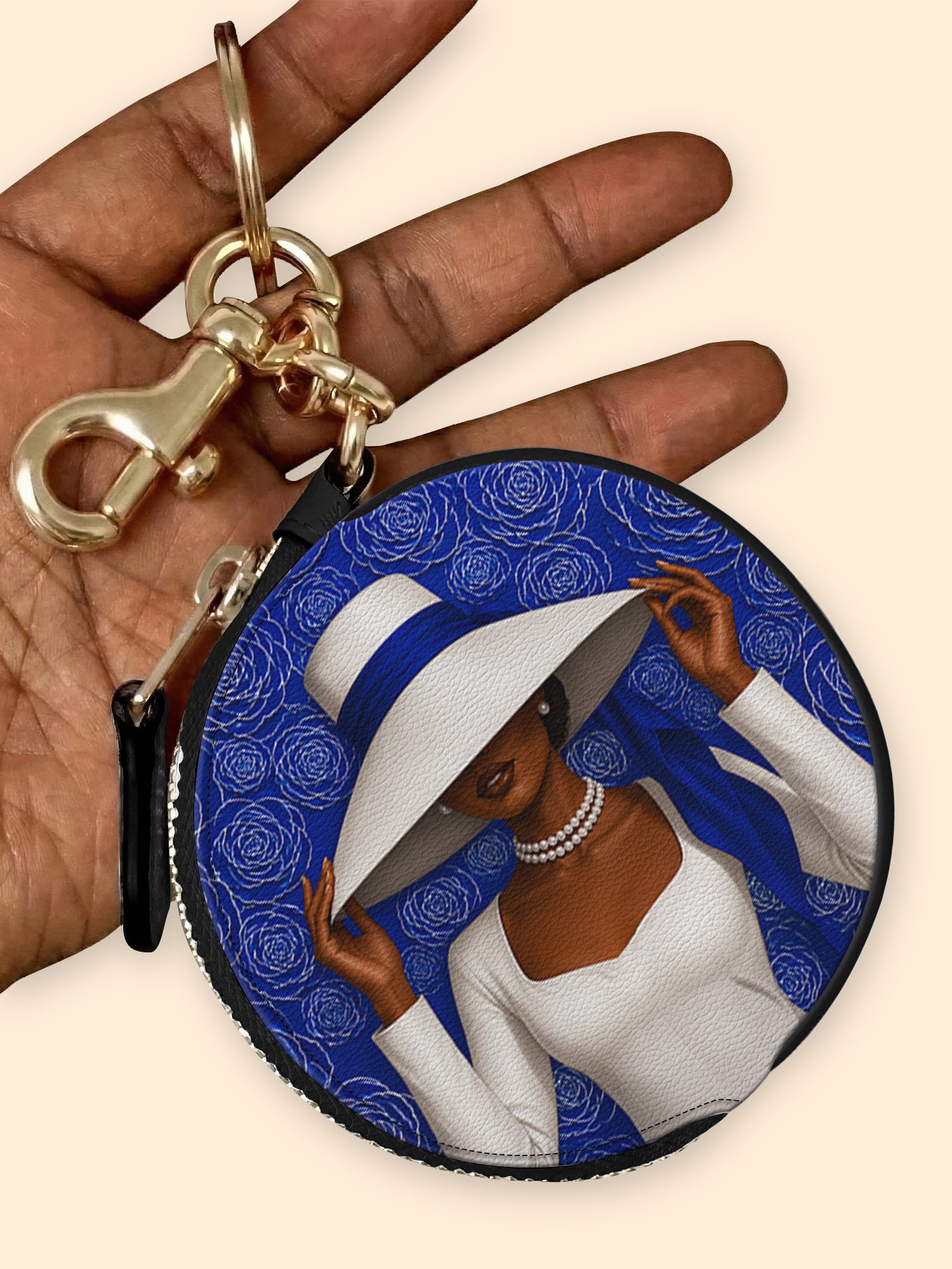 Royal Bloom Circular Coin Pouch Bag Charm QR0TV281