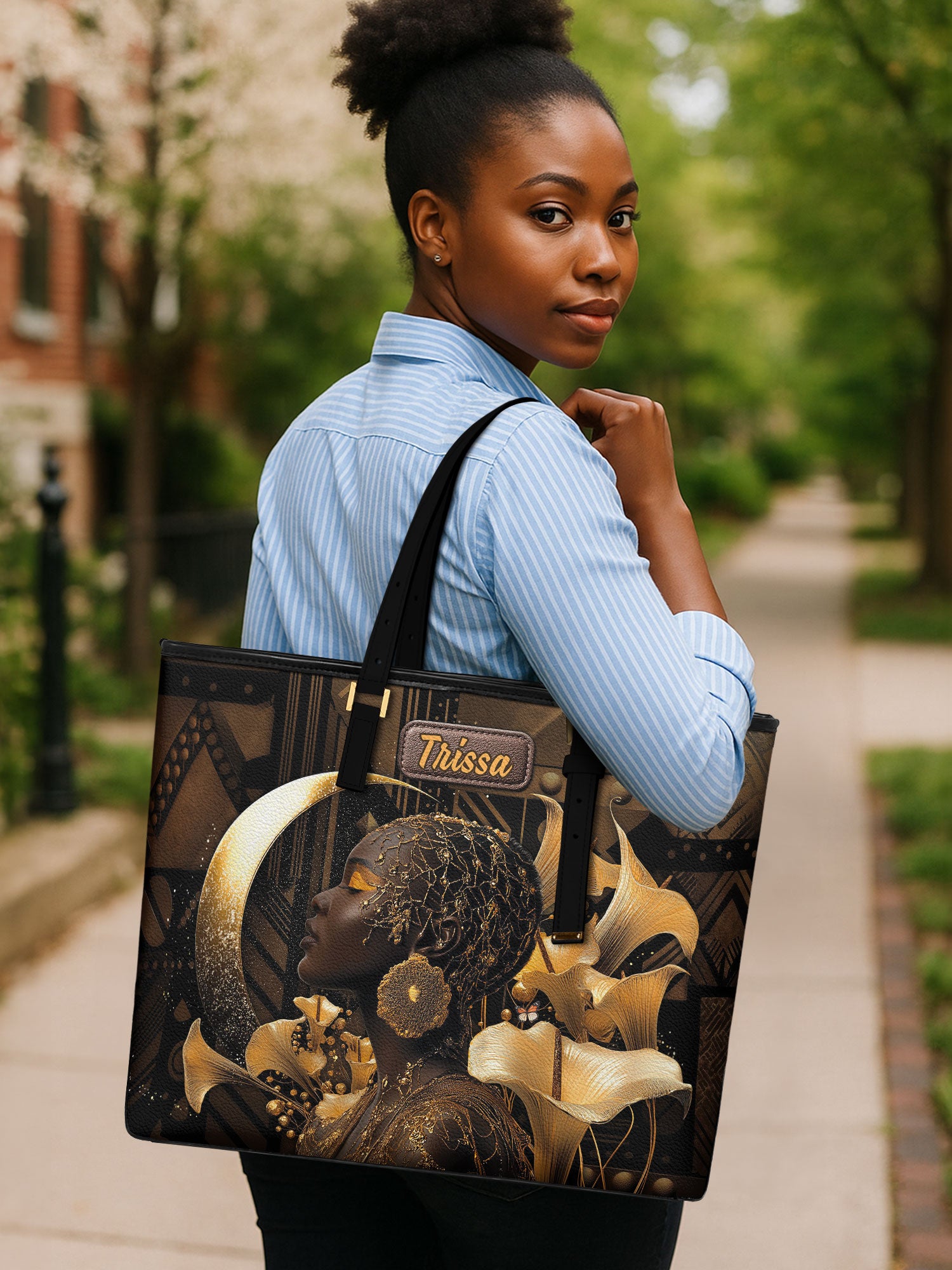 Calla Lilies Girl Sleek Leather Tote