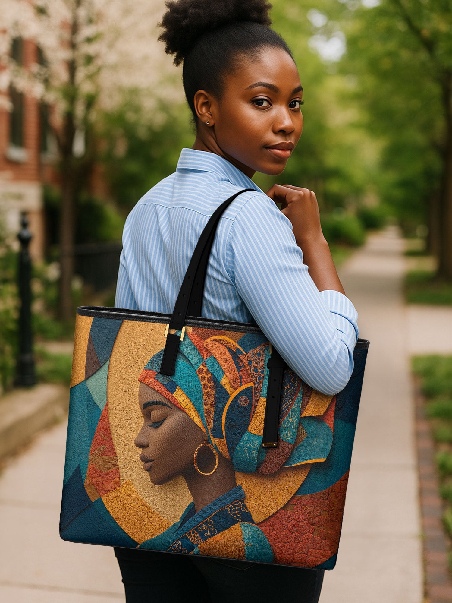 Melanated Muse Sleek Leather Tote QR0HH001