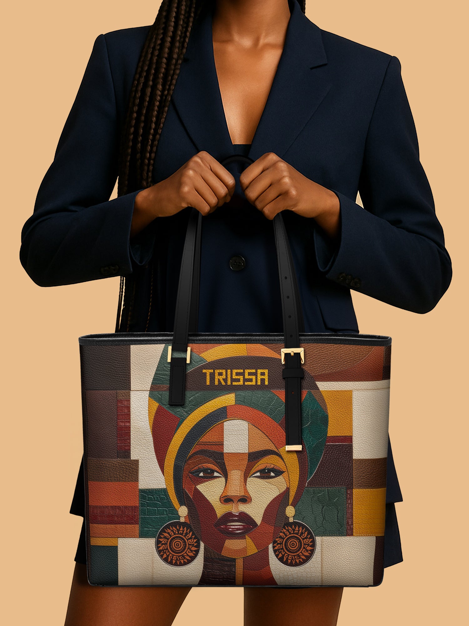 Rooted Mosaic Sleek Leather Tote