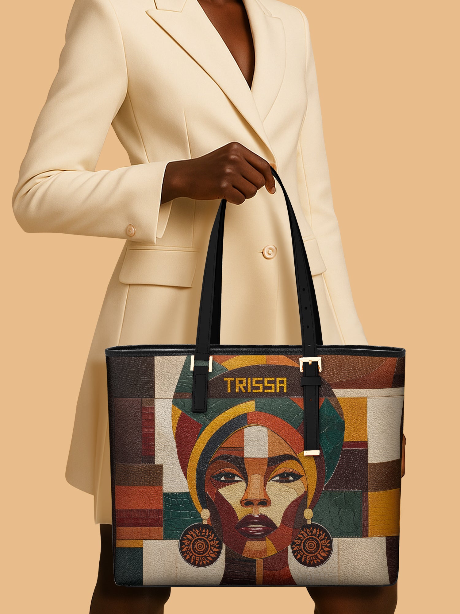 Rooted Mosaic Sleek Leather Tote