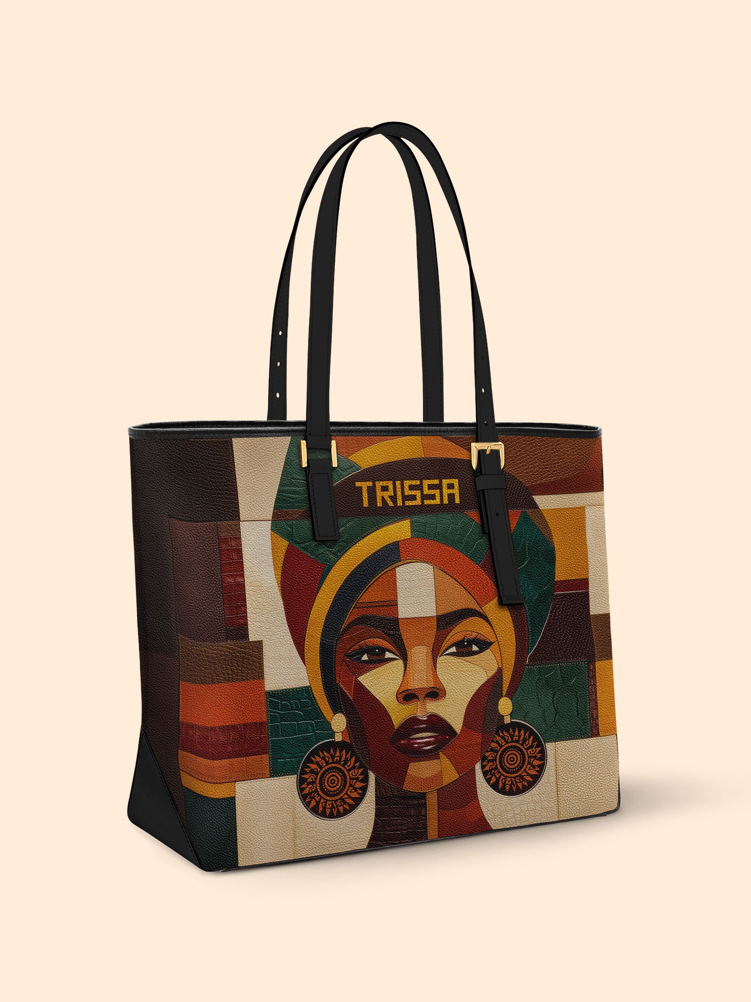 Rooted Mosaic Sleek Leather Tote