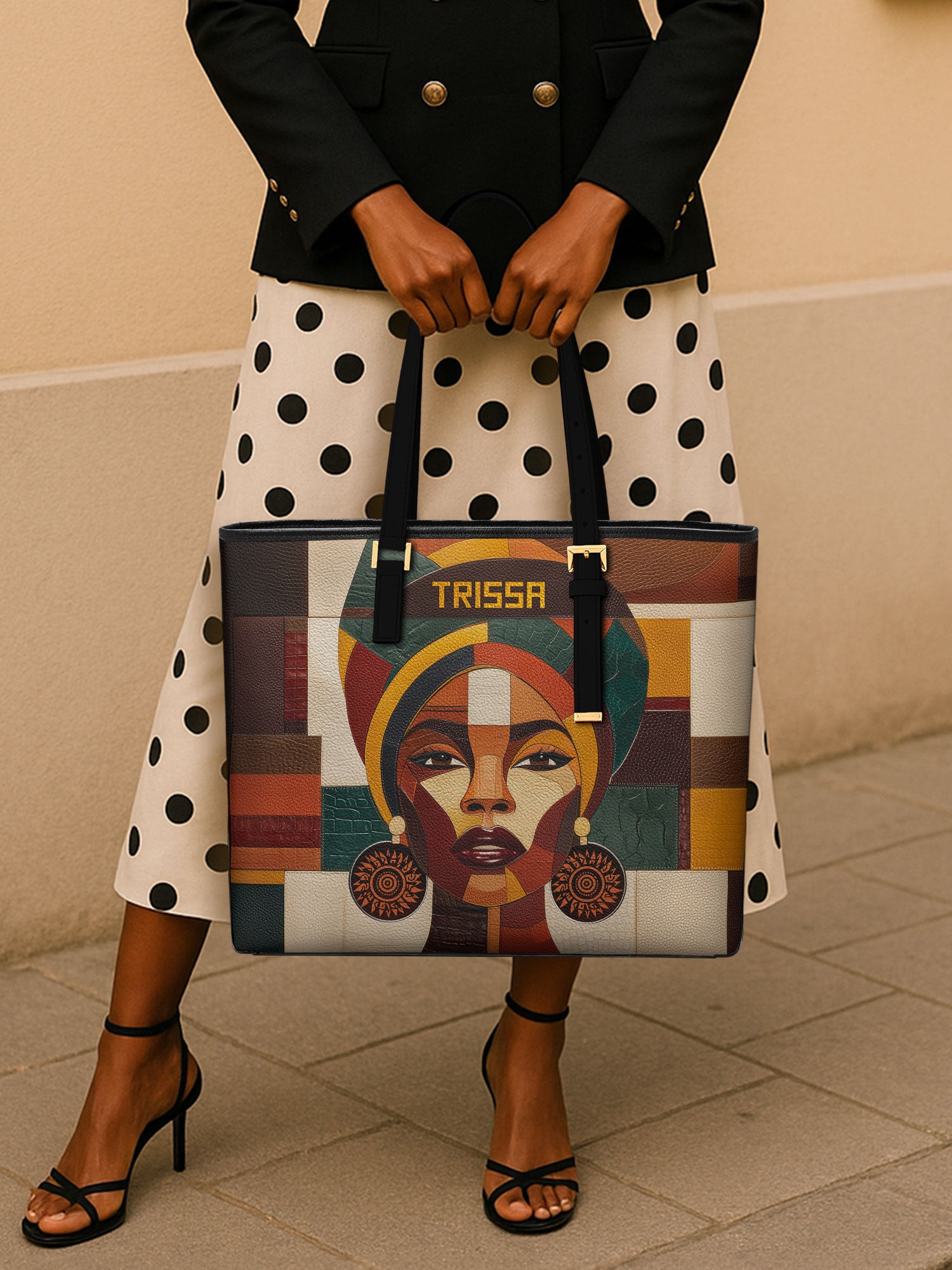 Rooted Mosaic Sleek Leather Tote