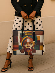Rooted Mosaic Sleek Leather Tote