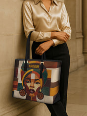 Rooted Mosaic Sleek Leather Tote