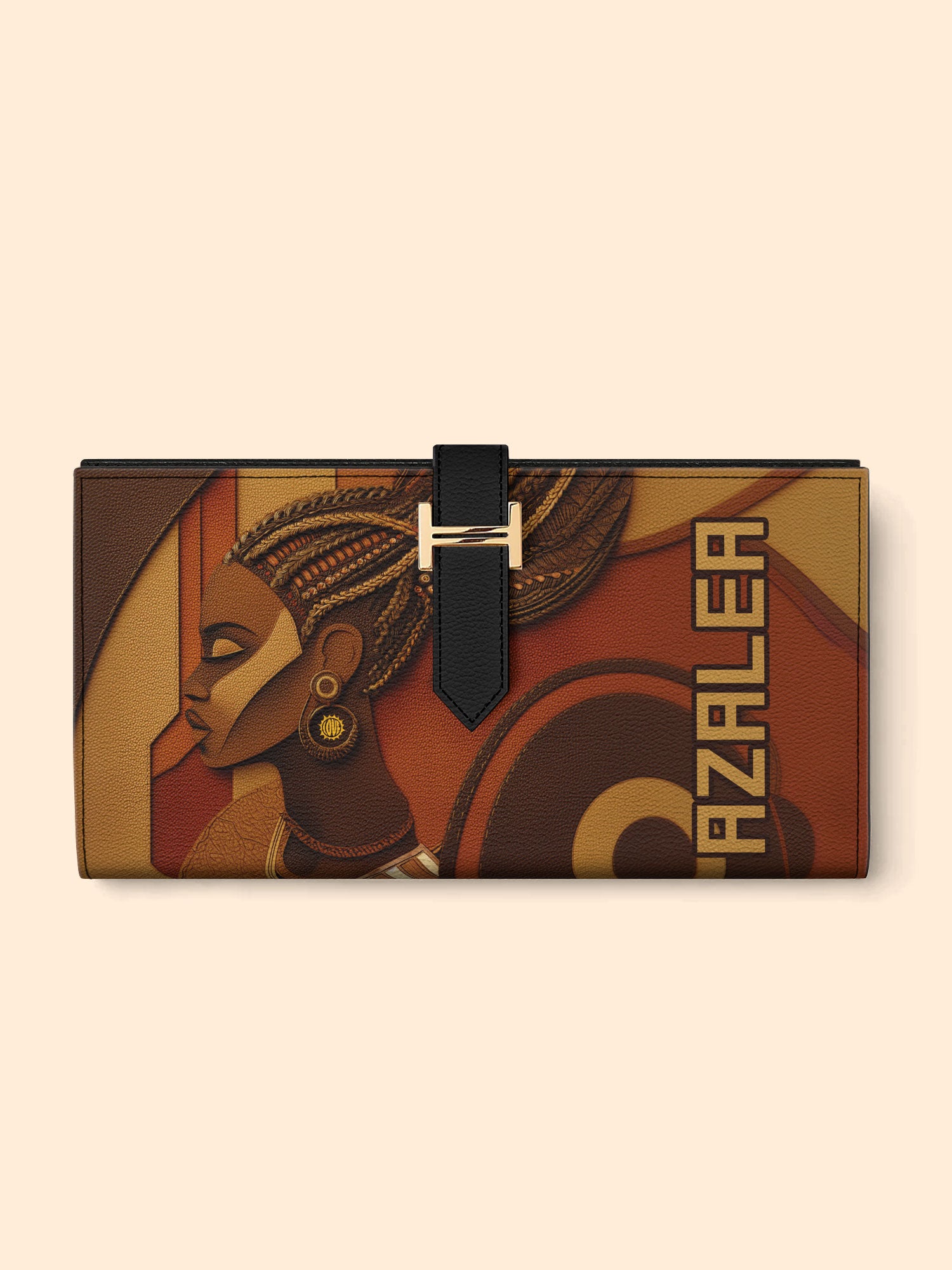 Crowned Braids Tab Closure Wallet