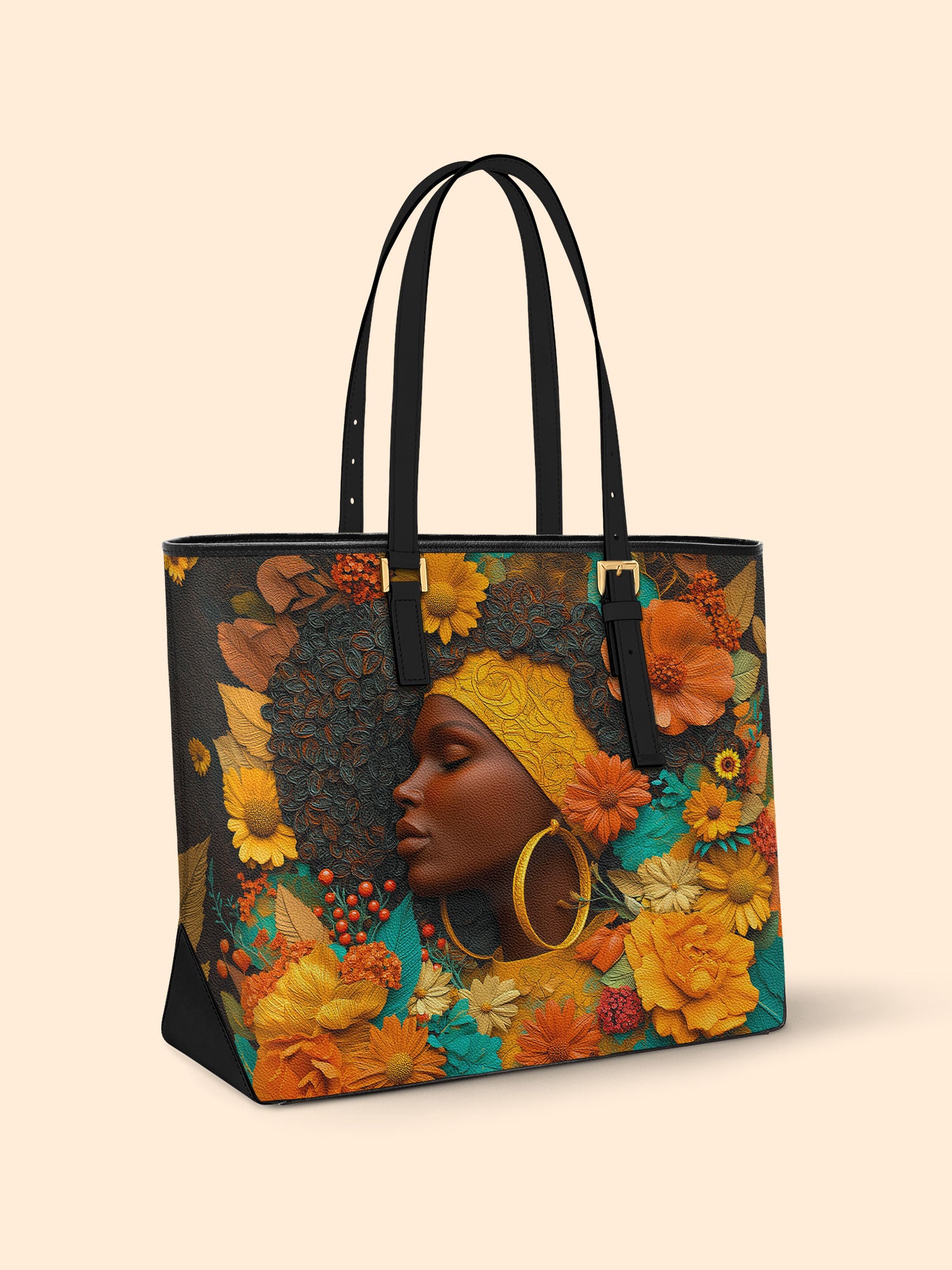 Crowned In Bloom Sleek Leather Tote QR0XD024