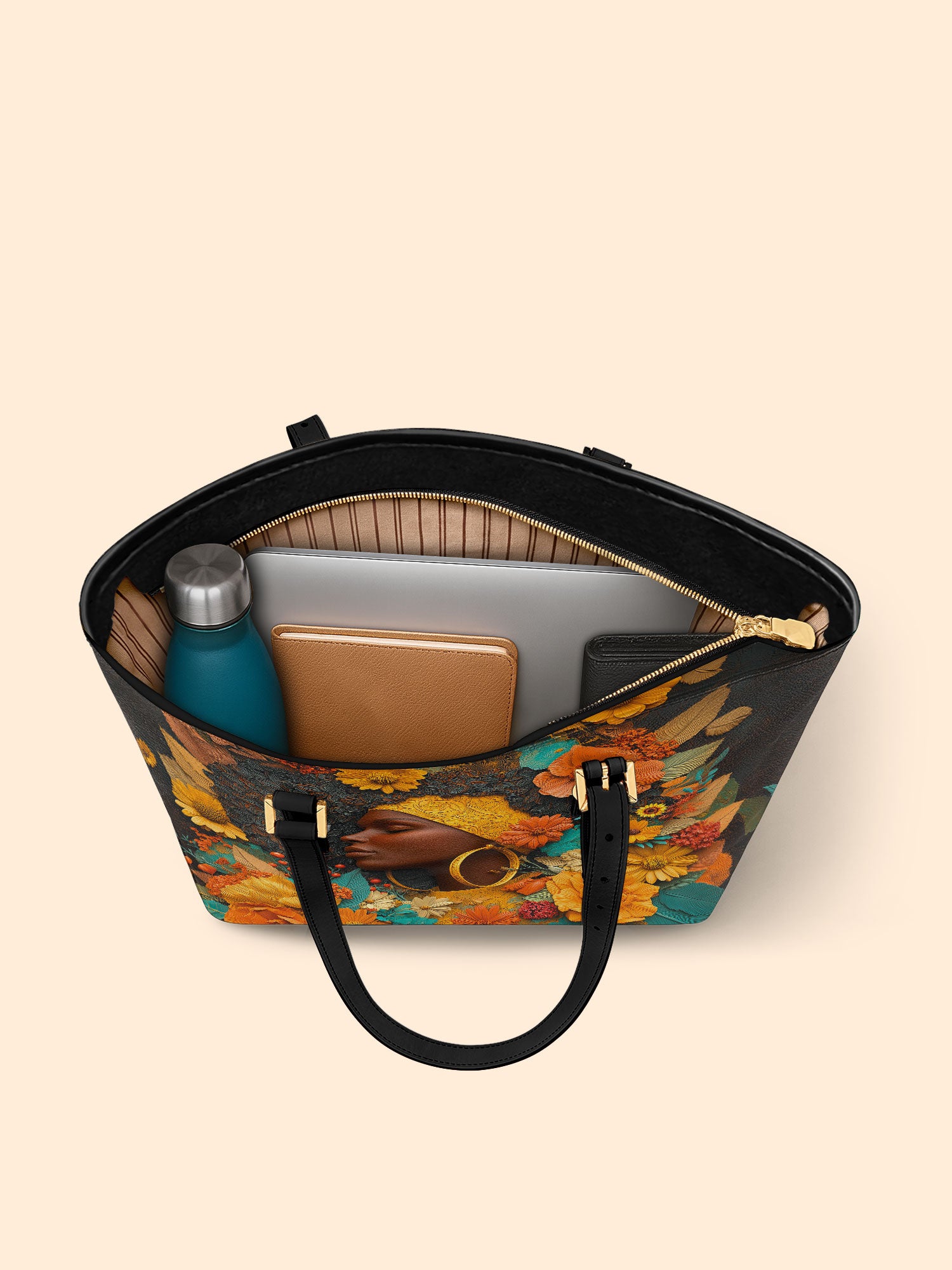 Crowned In Bloom Sleek Leather Tote QR0XD024