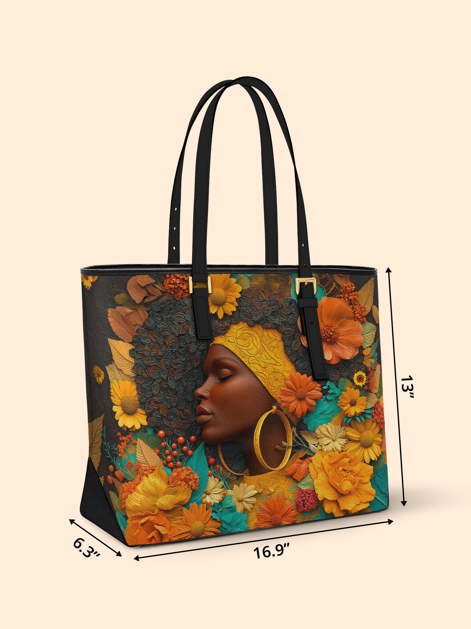 Crowned In Bloom Sleek Leather Tote QR0XD024