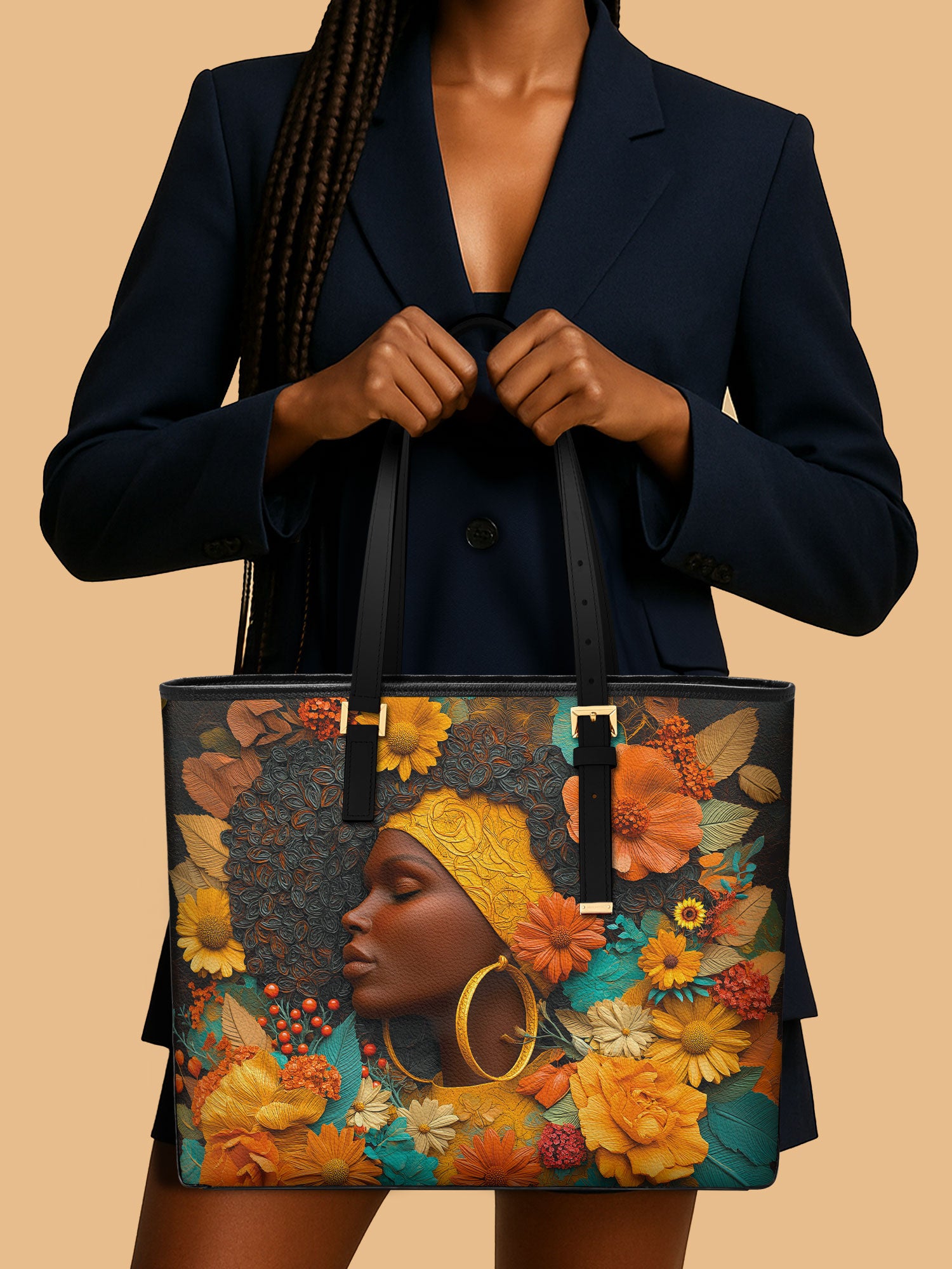 Crowned In Bloom Sleek Leather Tote QR0XD024