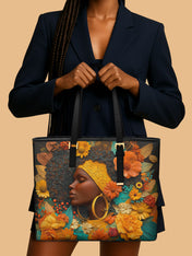 Crowned In Bloom Sleek Leather Tote QR0XD024