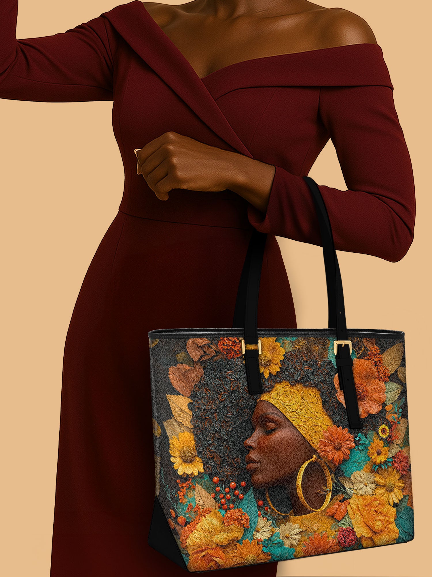 Crowned In Bloom Sleek Leather Tote QR0XD024