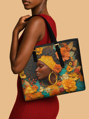 Crowned In Bloom Sleek Leather Tote QR0XD024