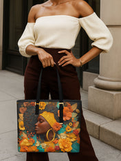 Crowned In Bloom Sleek Leather Tote QR0XD024
