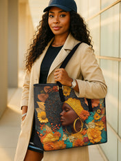 Crowned In Bloom Sleek Leather Tote QR0XD024