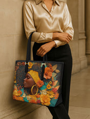 Crowned In Bloom Sleek Leather Tote QR0XD024