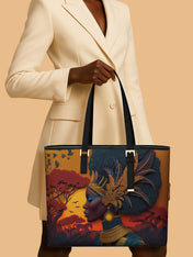African Aspirations Sleek Leather Tote QR0HH010