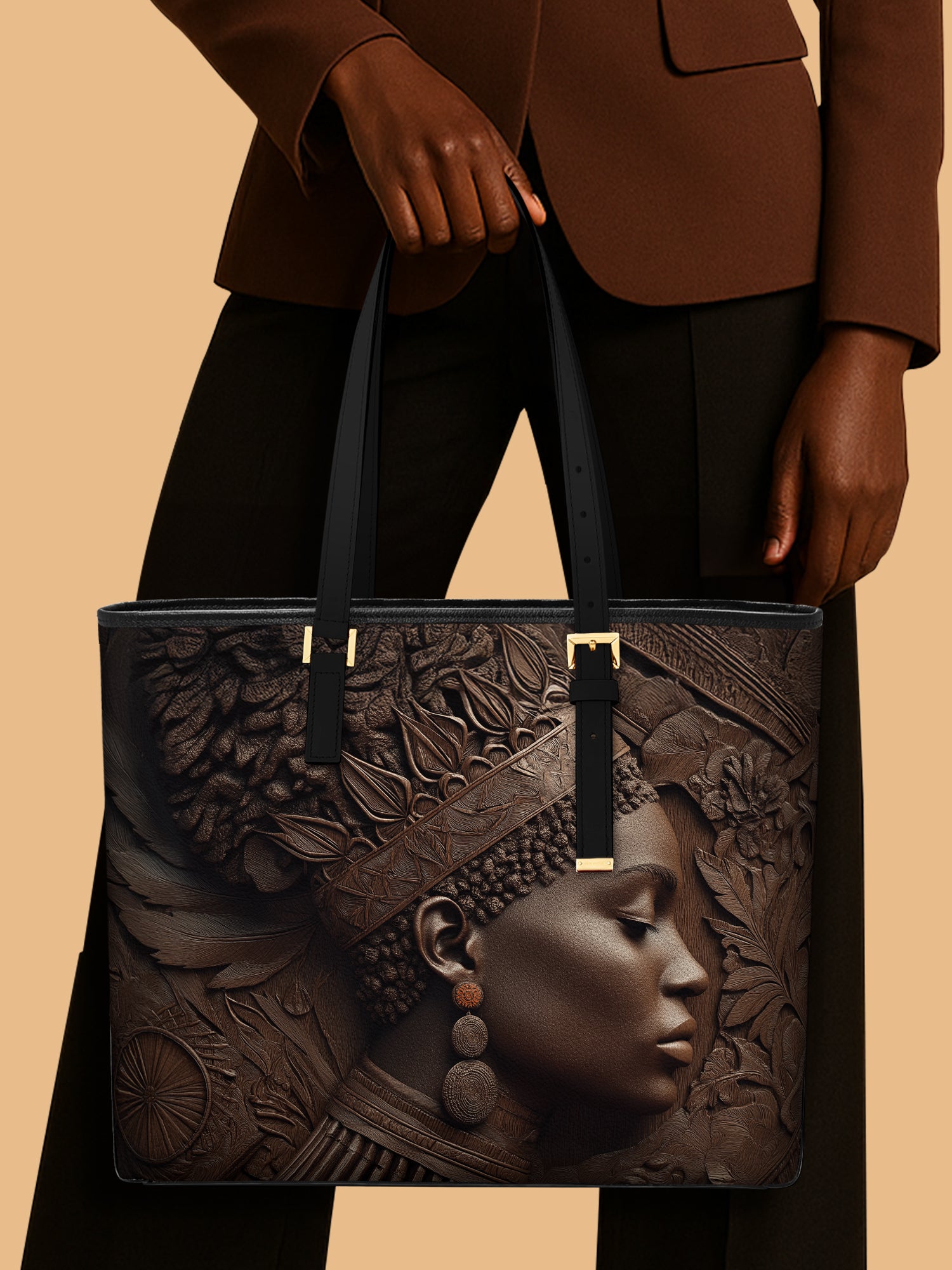Back To Africa Sleek Leather Tote QR0XD028