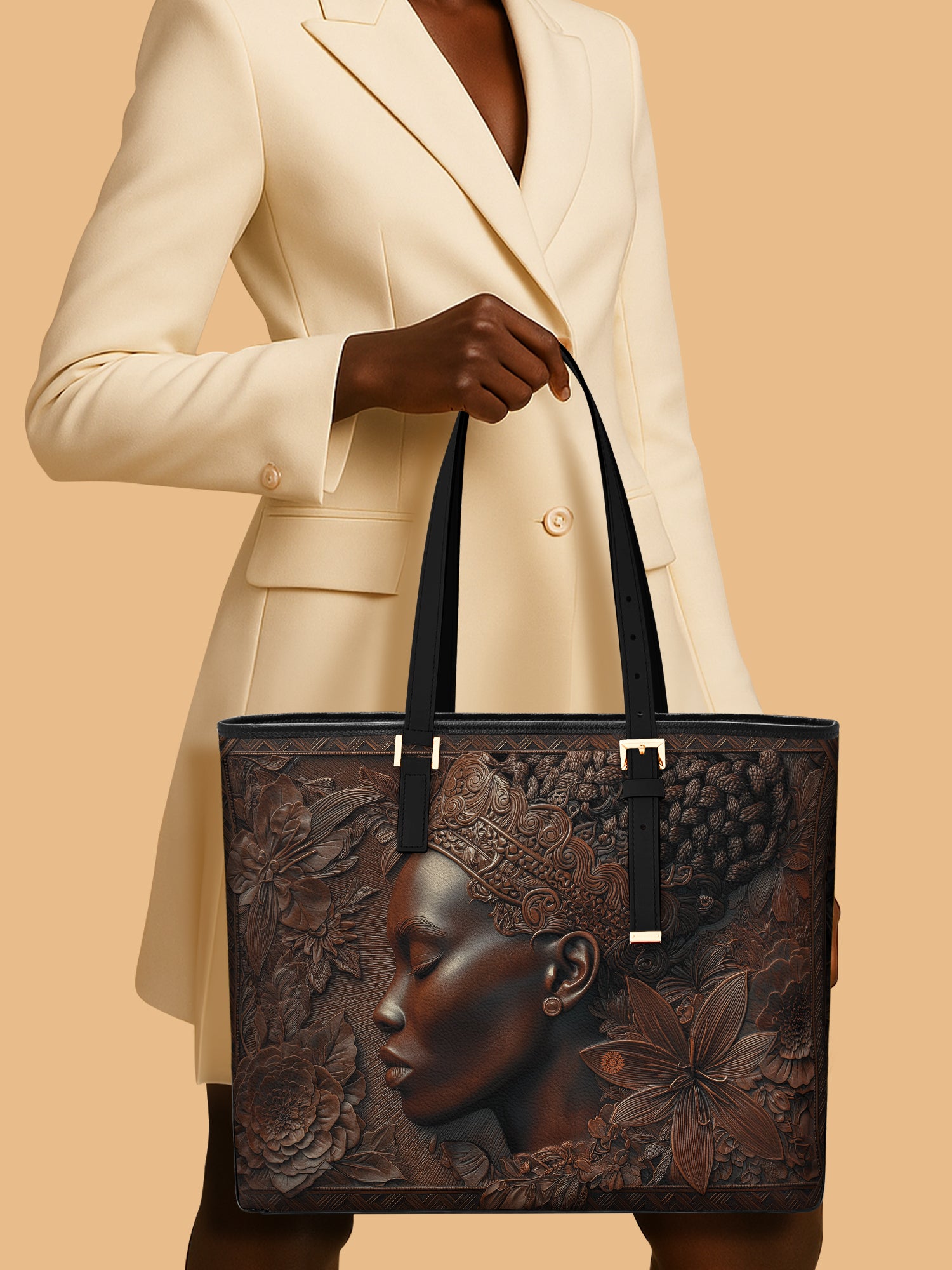 Crown Bloom Sleek Leather Tote QR0XD029