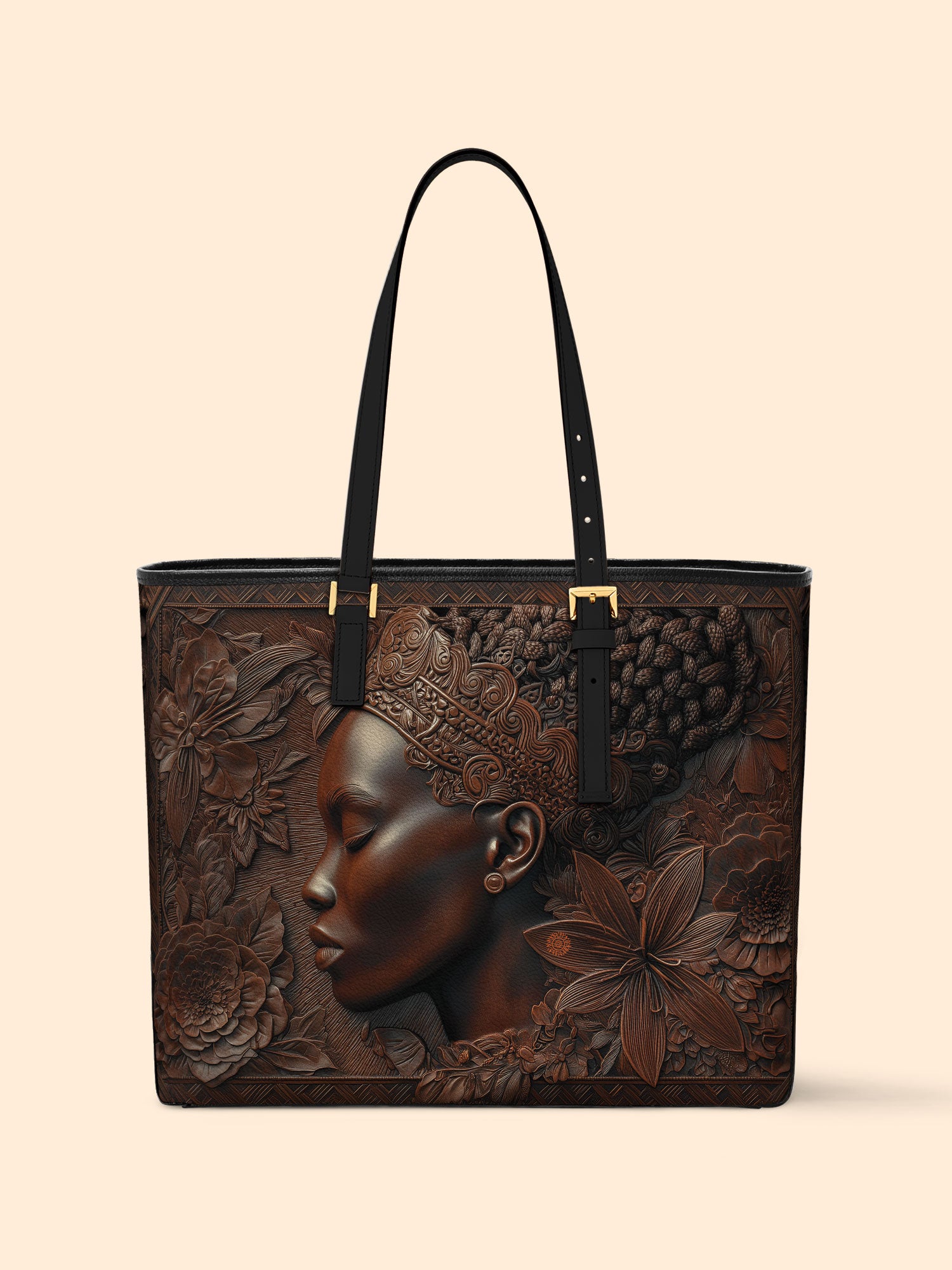 Crown Bloom Sleek Leather Tote QR0XD029
