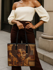 Ebony Luxe Sleek Leather Tote QR0TD019