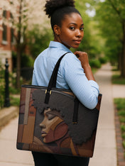 Melanin Majesty Sleek Leather Tote QR0TD018