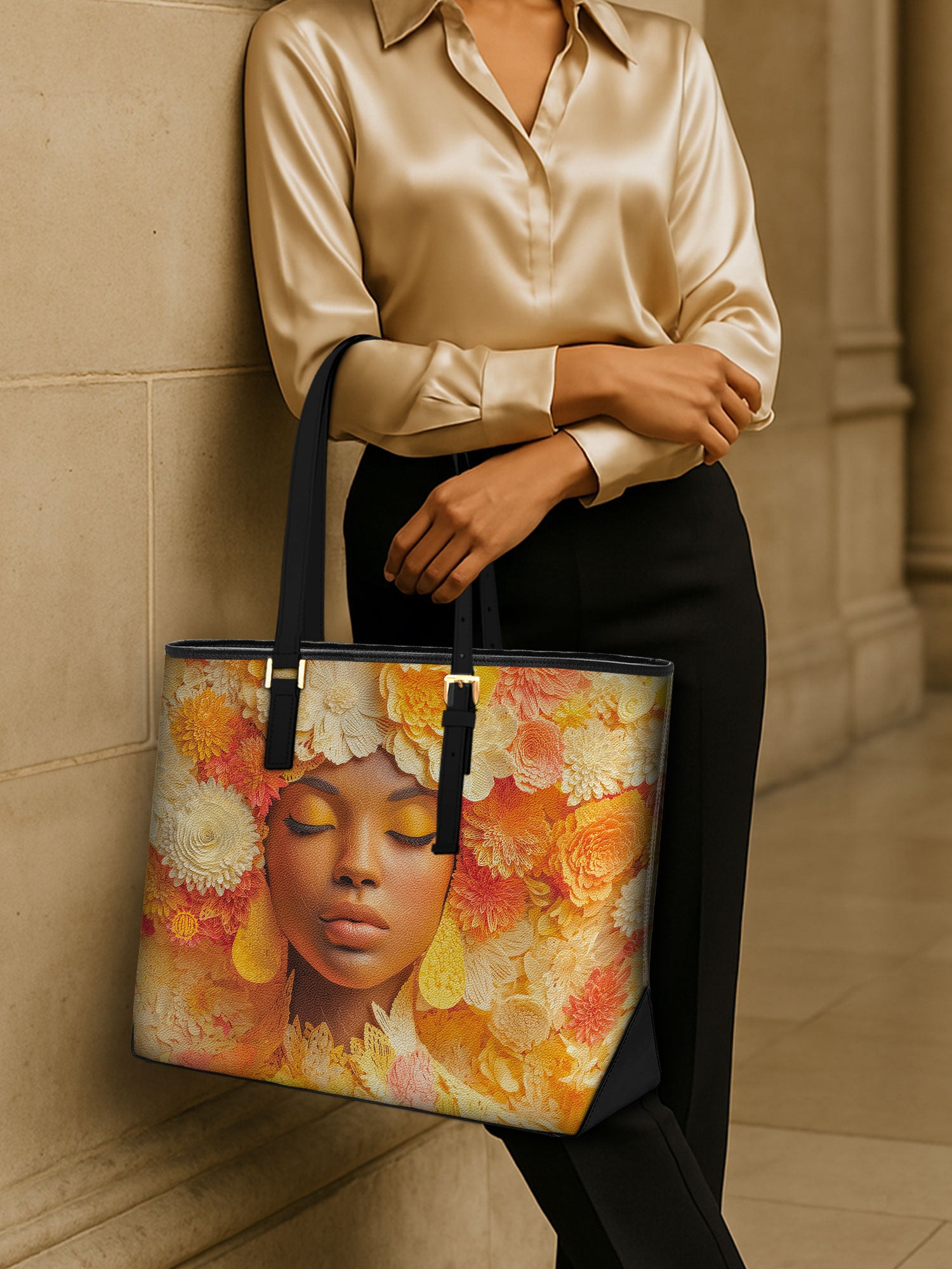 Petal Reverie Sleek Leather Tote QR0TV006