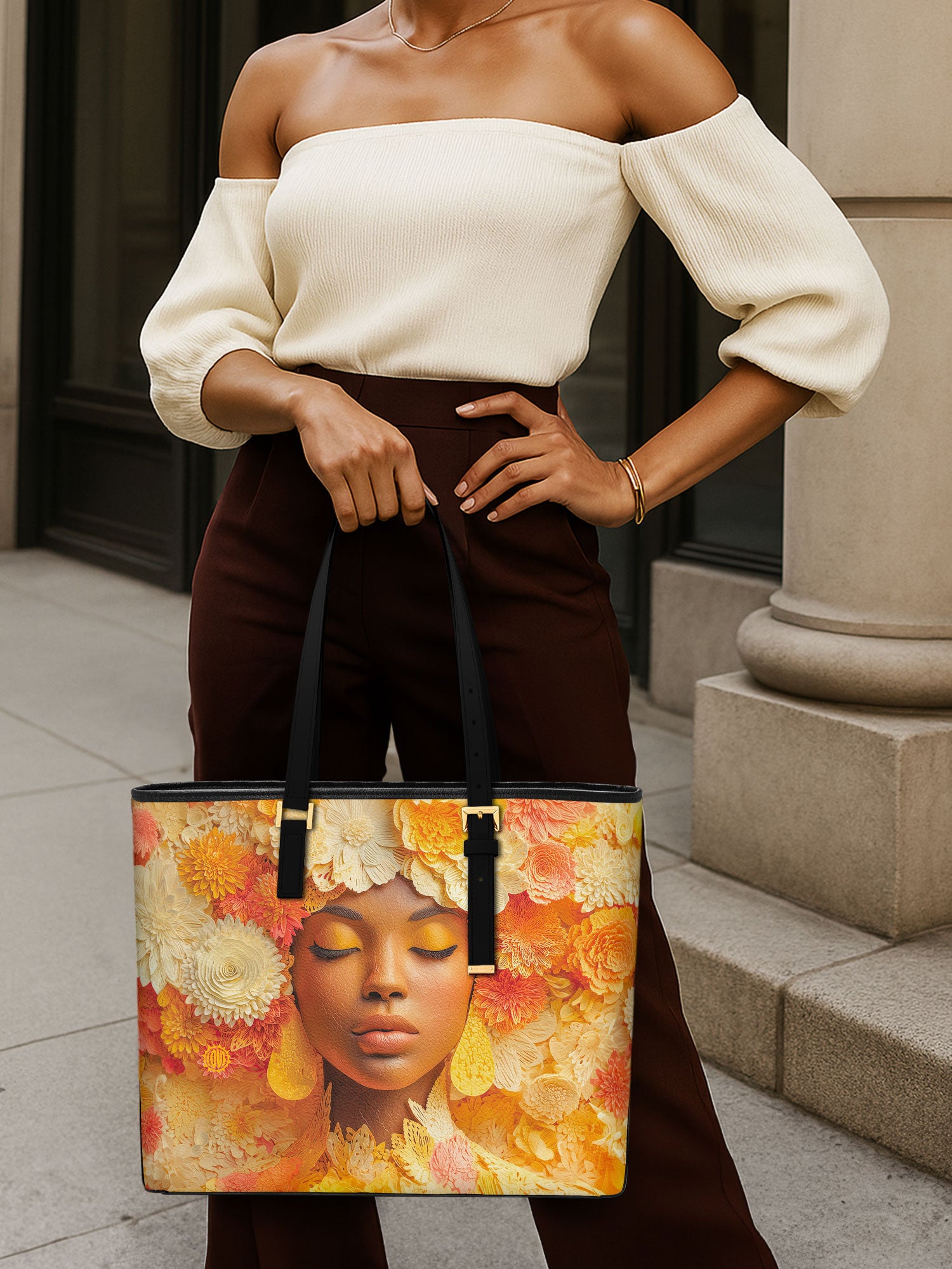 Petal Reverie Sleek Leather Tote QR0TV006