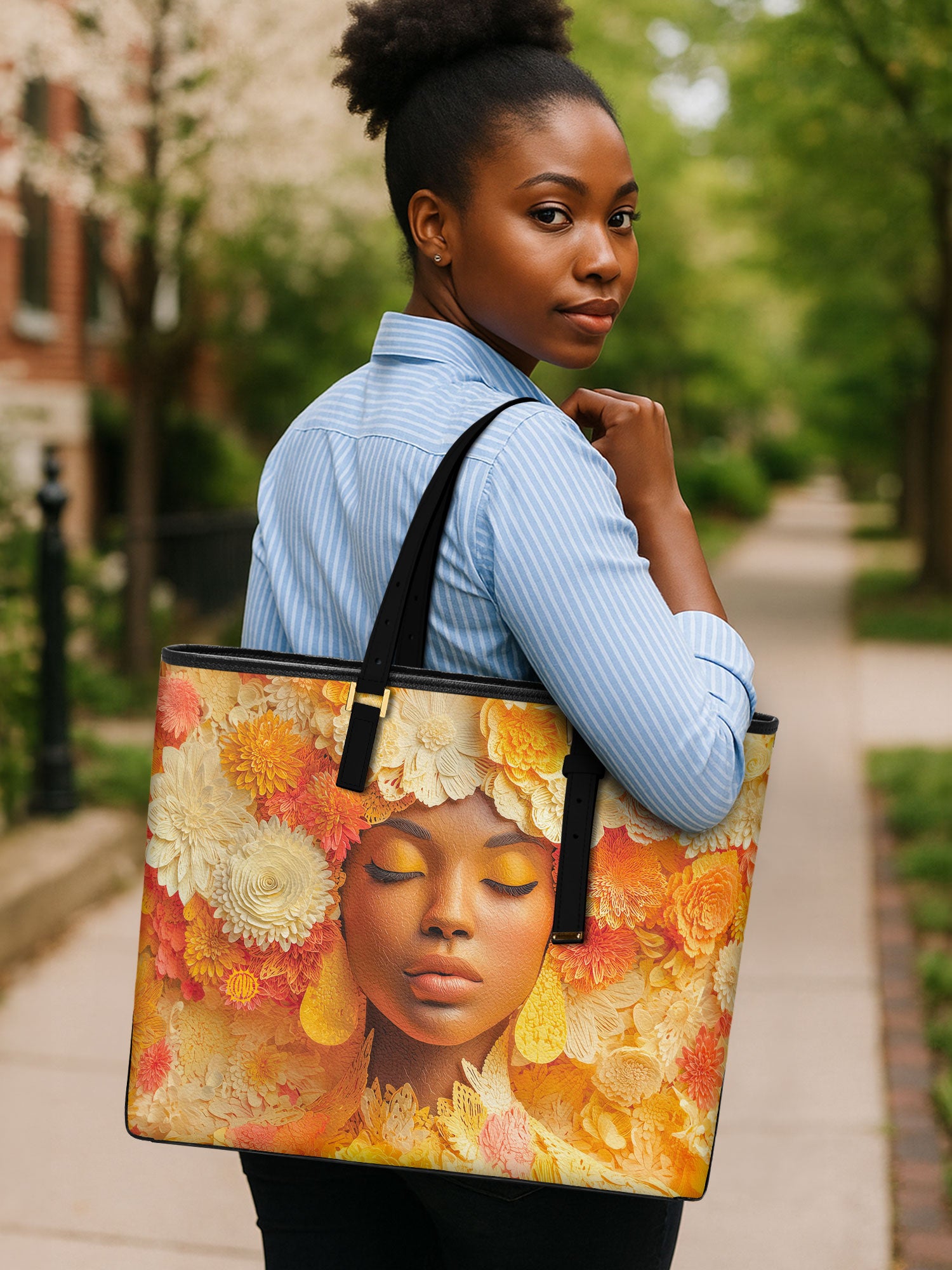 Petal Reverie Sleek Leather Tote QR0TV006