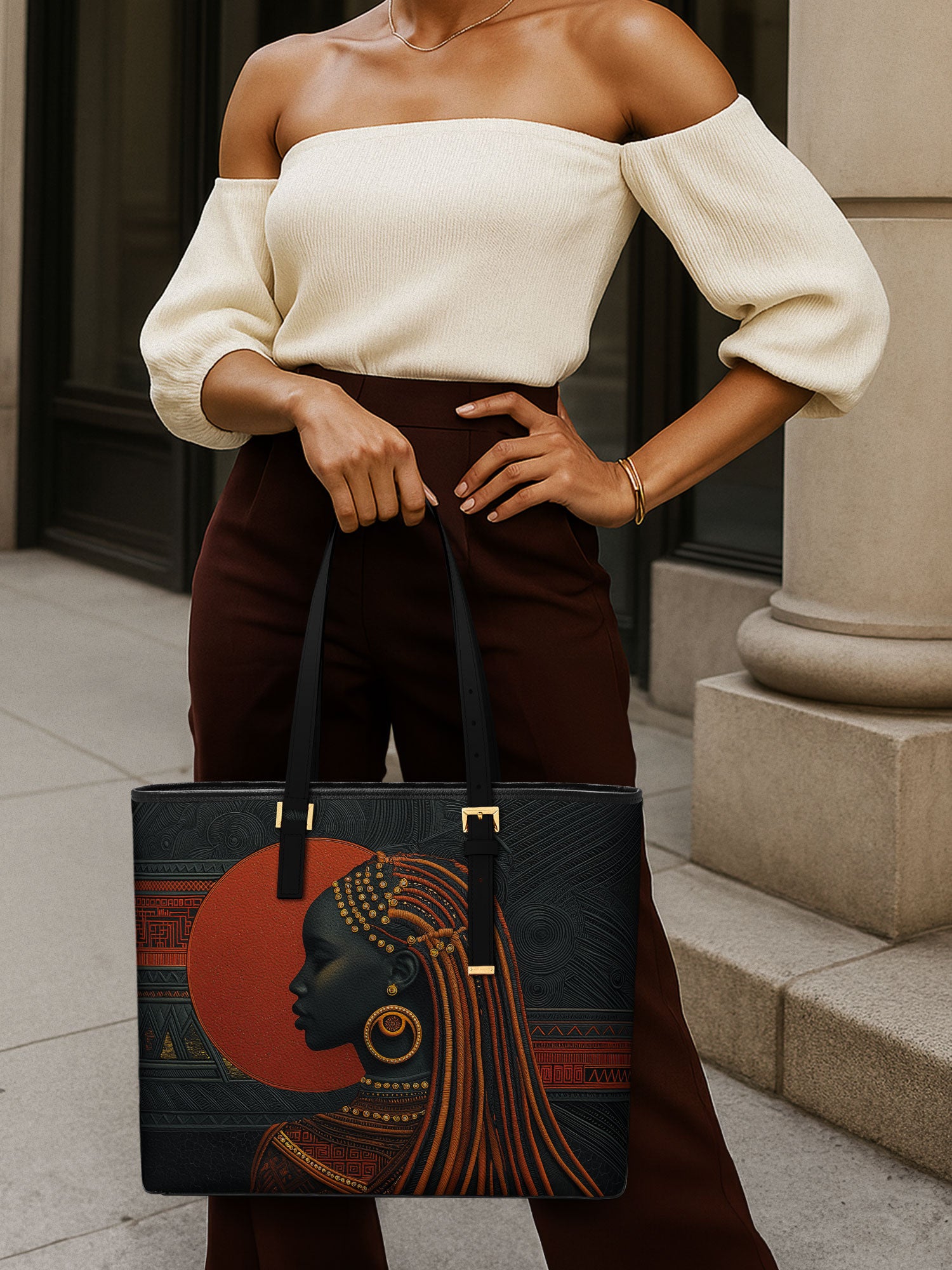 Crimson Rite Sleek Leather Tote QR0XD086