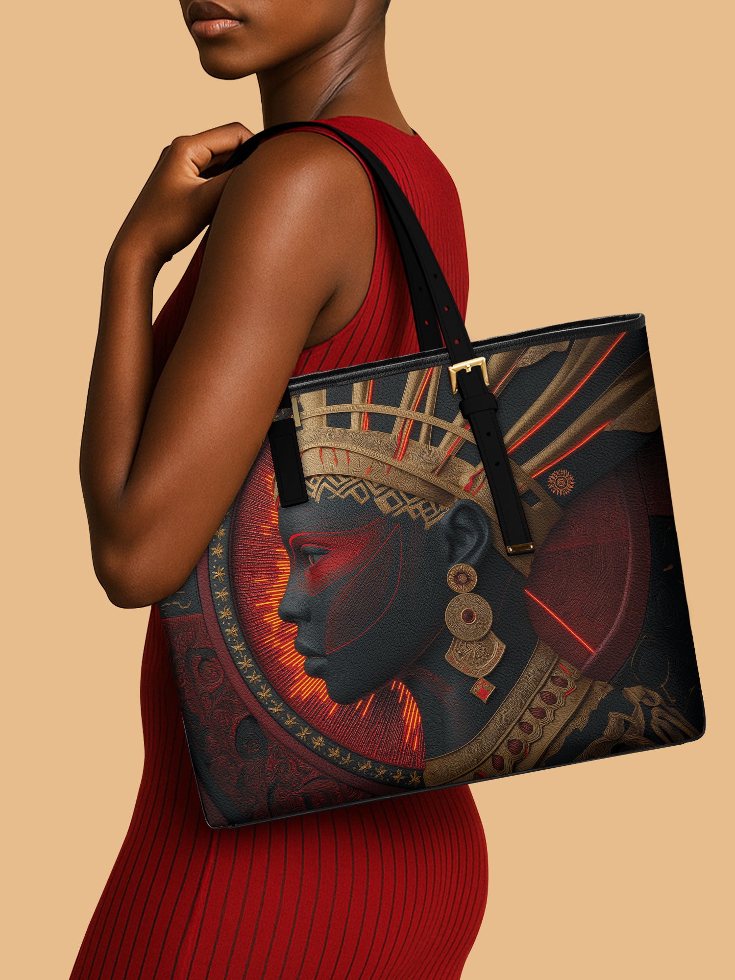 Rising Ember Sleek Leather Tote QR0TD070