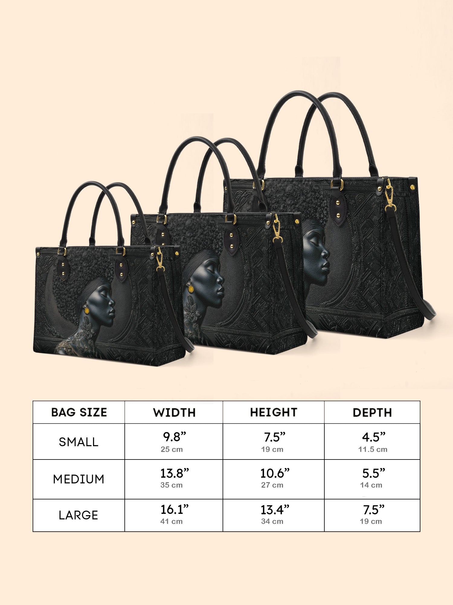 Crowned In Onyx Premium Leather Handbag QR0XD119